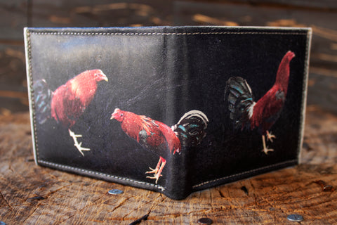 ROOSTER GALLO LASER PRINTED BIFOLD LEATHER WALLET