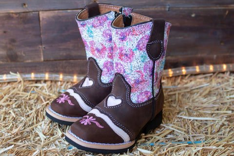 BABY GIRL WALKER TODDLER SQUARE TOE LEATHER BOOTS