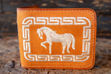 WESTERN LEATHER EMBROIDERED HORSE BIFOLD WALLET