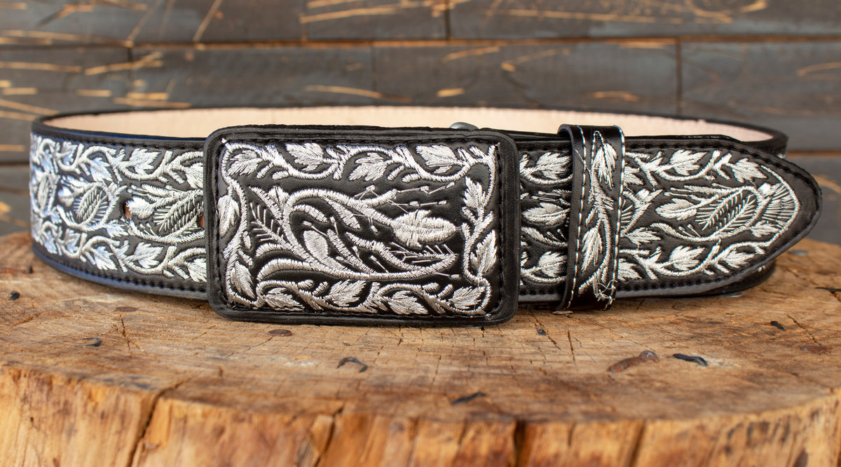 Vintage Black Leather Bohemian Belt with Decorative Brass Silver Buckle M Zephyr Boho Chic Belt with Vintage Shield Buckle 1100/- main image 2