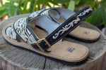 MENS LEATHER 2 STRAP EMBROIDERED MEXICAN SANDALS
