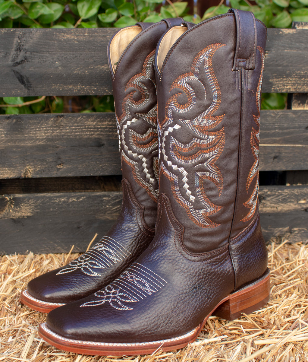 MENS WESTERN LEATHER SQUARE TOE RODEO COWBOY BOOTS  display picture 2