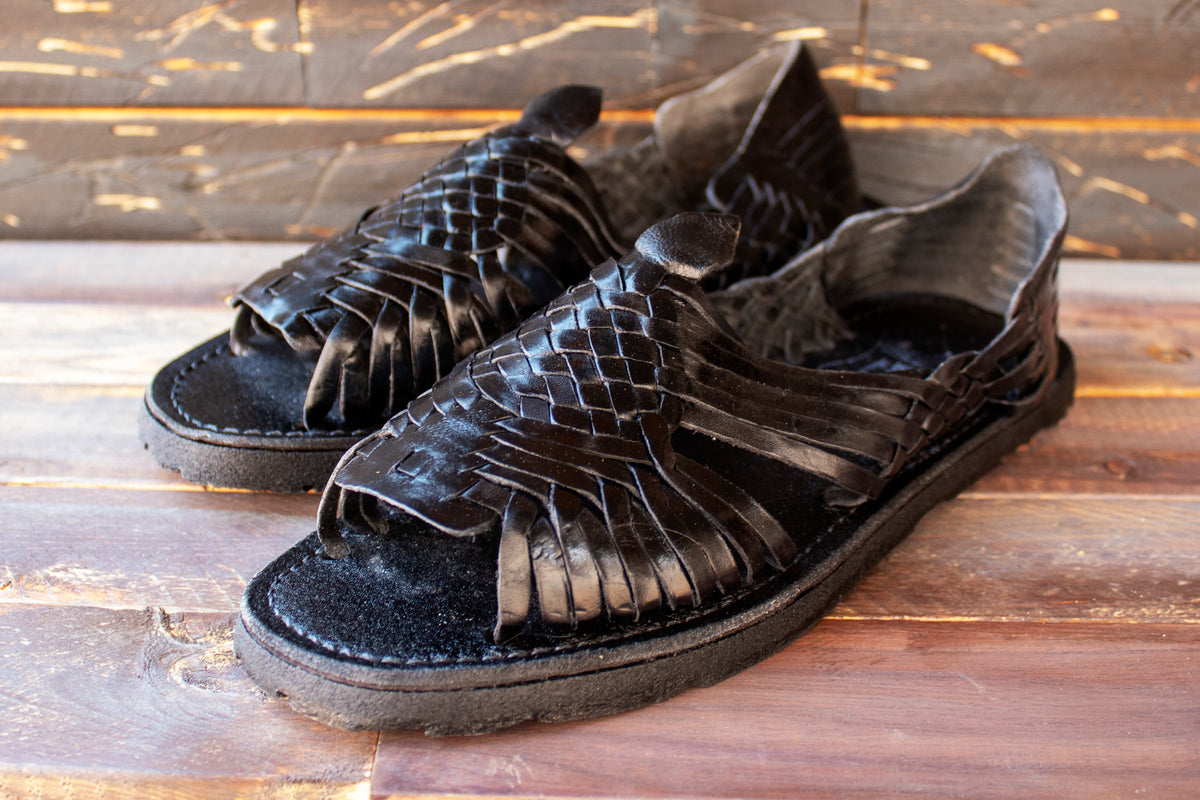 Men’s black sandals Huarache pachuco Mexican Huaraches Artesanales Mexicanos Huarache Pachuco Black — Rodeo Durango Brand Corp main image 3