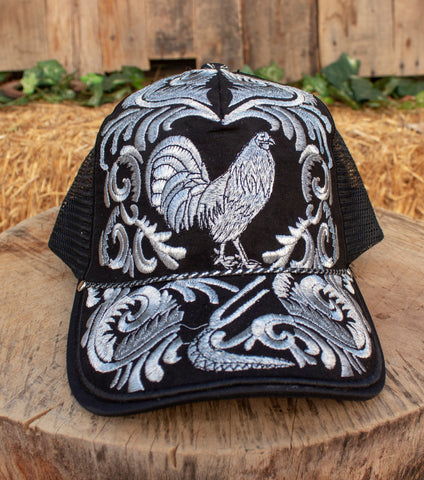 ROOSTER Gallo western EMBROIDERED HAT adjustable trucker mesh cap