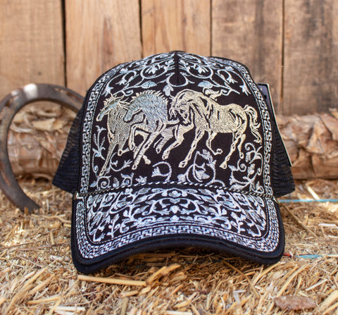 HORSES Caballo EMBROIDERED HAT adjustable trucker western cap