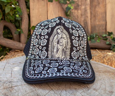 EMBROIDERED VIRGIN MARY hat adjustable trucker cap Virgen de Guadalupe
