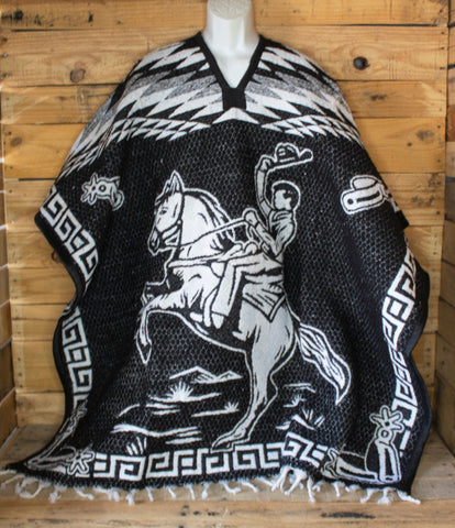 CHARRO Western 2 sided cowboy horse caballo Mexican reversible PONCHO ZARAPE Gaban