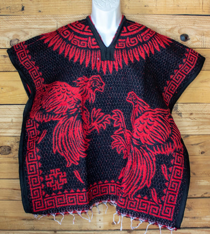CHILDRENS YOUTH kids ROOSTER Gallo cockfighting 2 sided reversible Mexican Poncho rebozo gaban Zarape