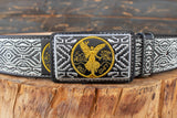 WESTERN EMBROIDERED BLACK EL CENTENARIO LEATHER  BELT