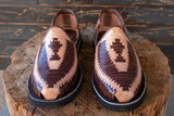MENS LEATHER 2 TONE BROWN MEXICAN MOCASSIN SHOE SANDALS
