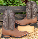 MENS WESTERN SUEDE LEATHER SQUARE TOE RODEO COWBOY BOOTS