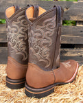 MENS WESTERN SUEDE LEATHER SQUARE TOE RODEO COWBOY BOOTS