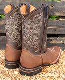 MENS WESTERN SUEDE LEATHER SQUARE TOE RODEO COWBOY BOOTS