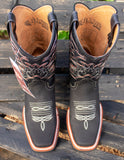 MENS WESTERN LEATHER SQUARE TOE RODEO COWBOY BOOTS