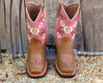 GIRLS TODDLER YOUTH WESTERN LEATHER SQUARE TOE COWGIRL BOOTS