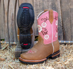 GIRLS TODDLER YOUTH WESTERN LEATHER SQUARE TOE COWGIRL BOOTS