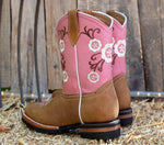 GIRLS TODDLER YOUTH WESTERN LEATHER SQUARE TOE COWGIRL BOOTS