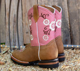 GIRLS TODDLER YOUTH WESTERN LEATHER SQUARE TOE COWGIRL BOOTS