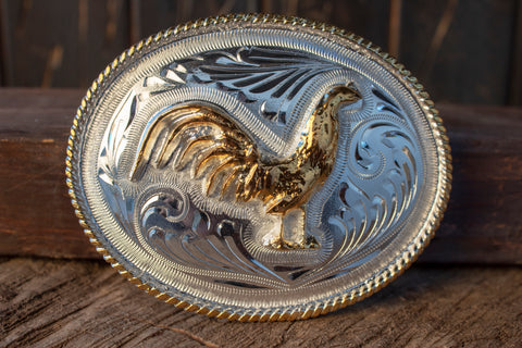 HANDCRAFTED ROOSTER GALLO WESTERN BELT BUCKLE
