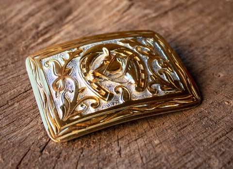 A Vintage Sterling Silver Cowboy Belt Buckle With Horse Head Design A Vintage Sterling Silver Cowboy Belt Buckle With Horse Head Design