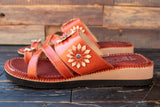 WOMENS LEATHER SLIP ON HUARACHE MEXICAN SANDAL