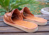 WOMENS LEATHER SLIP ON HUARACHE MEXICAN SANDAL