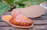 WOMENS LEATHER SLIP ON HUARACHE MEXICAN SANDAL