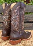 MENS WESTERN LEATHER SQUARE TOE RODEO COWBOY BOOTS