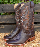 MENS WESTERN LEATHER SQUARE TOE RODEO COWBOY BOOTS
