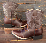 TODDLER YOUTH WESTERN SQUARE TOE COWBOY LEATHER BOOTS