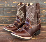 TODDLER YOUTH WESTERN SQUARE TOE COWBOY LEATHER BOOTS