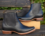 MENS WESTERN LEATHER SQUARE TOE ANKLE COWBOY BOOTS