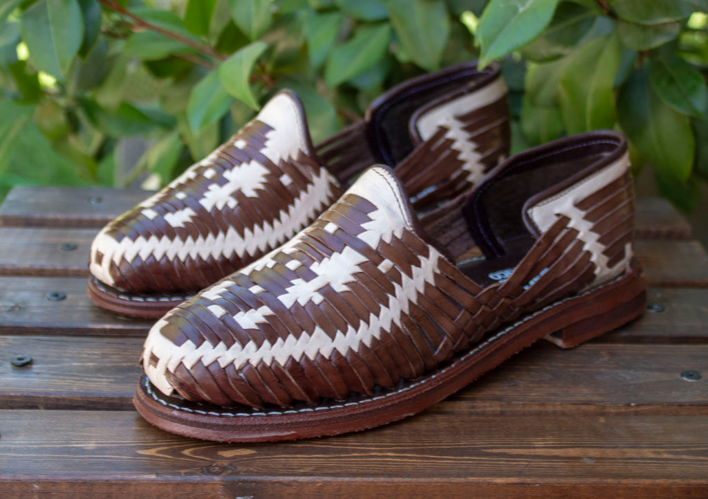 MENS BROWN LEATHER 2 TONE MEXICAN SHOE SANDALS –