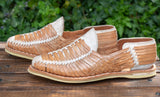 MENS LEATHER 2 TONE MEXICAN MOCASSIN SHOE SANDALS