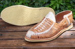 MENS LEATHER 2 TONE MEXICAN MOCASSIN SHOE SANDALS