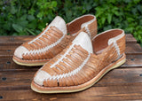 MENS LEATHER 2 TONE MEXICAN MOCASSIN SHOE SANDALS