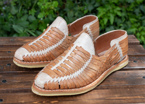 MENS LEATHER 2 TONE MEXICAN MOCASSIN SHOE SANDALS