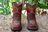 GIRLS TODDLER YOUTH WESTERN LEATHER SQUARE TOE COWGIRL BOOTS