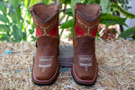 GIRLS TODDLER YOUTH WESTERN LEATHER SQUARE TOE COWGIRL BOOTS