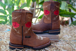GIRLS TODDLER YOUTH WESTERN LEATHER SQUARE TOE COWGIRL BOOTS