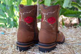GIRLS TODDLER YOUTH WESTERN LEATHER SQUARE TOE COWGIRL BOOTS