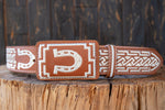 WESTERN EMBROIDERED HORSESHOE MARIACHI LEATHER BELT
