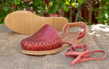 WOMENS LEATHER LACE UP BRICK ROSE STAMPED MEXICAN SANDALS