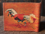 ROOSTER LEATHER WALLET cockfighting laser printed bi-fold gallos wallet