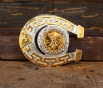 HORSESHOE CENTENARIO 50 PESOS cowboy western belt buckle