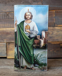 WOMENS ST JUDE San Judas laser printed slim bifold leather wallet