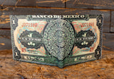 MEXICO 1 PESO bill LEATHER laser printed  bi-fold wallet