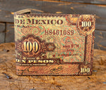MEXICO 100 PESOS bill LEATHER laser printed  bi-fold wallet