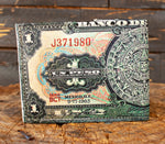 MEXICO 1 PESO bill LEATHER laser printed  bi-fold wallet