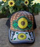 WOMENS Sunflower embroidered SNAPBACK western cowgirl adjustable girasol hat cap
